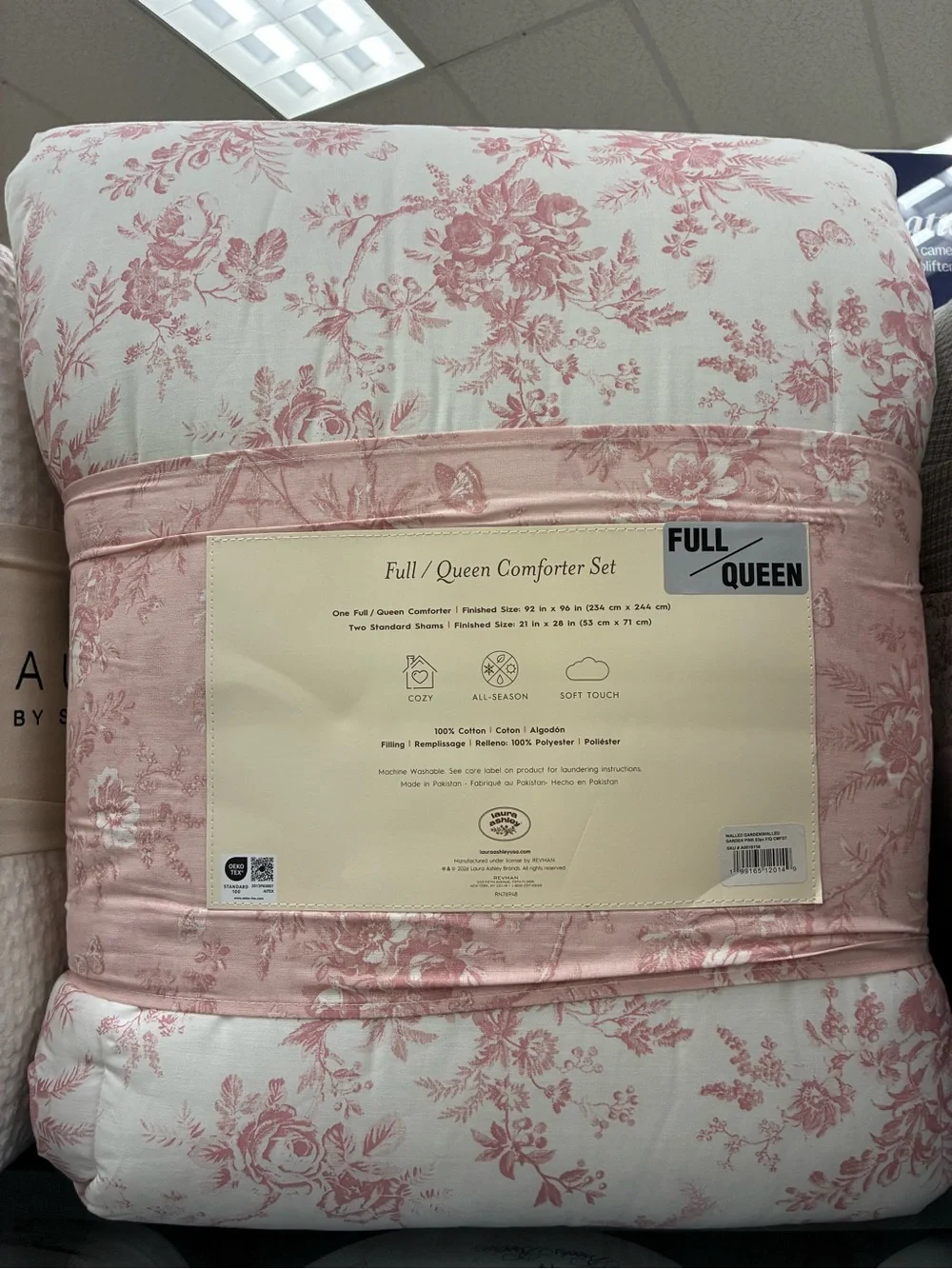 Laura Ashley Full/Queen Pink Floral Comforter Set